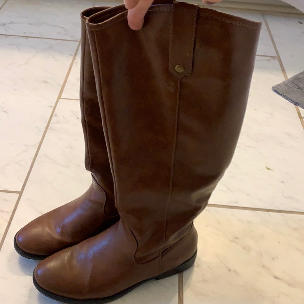 Brown knee high boots